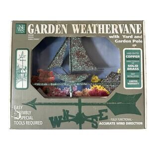Vintage Good Directions Copper Sailboat Weathervane New in Box Perfect Patina